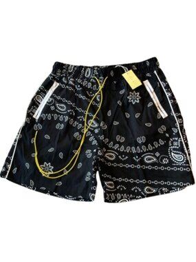 MNML Bandana Paisley Shorts Relaxed Fit Cotton Streetwear Mens XL Black NWT